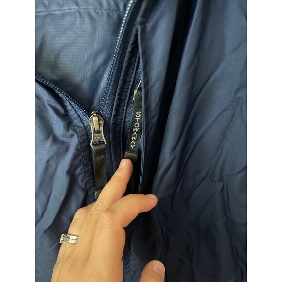 L.L. Bean Women's Windbreaker Zip Up Hooded Rain Coat Blue Size Small - Picture 3 of 4